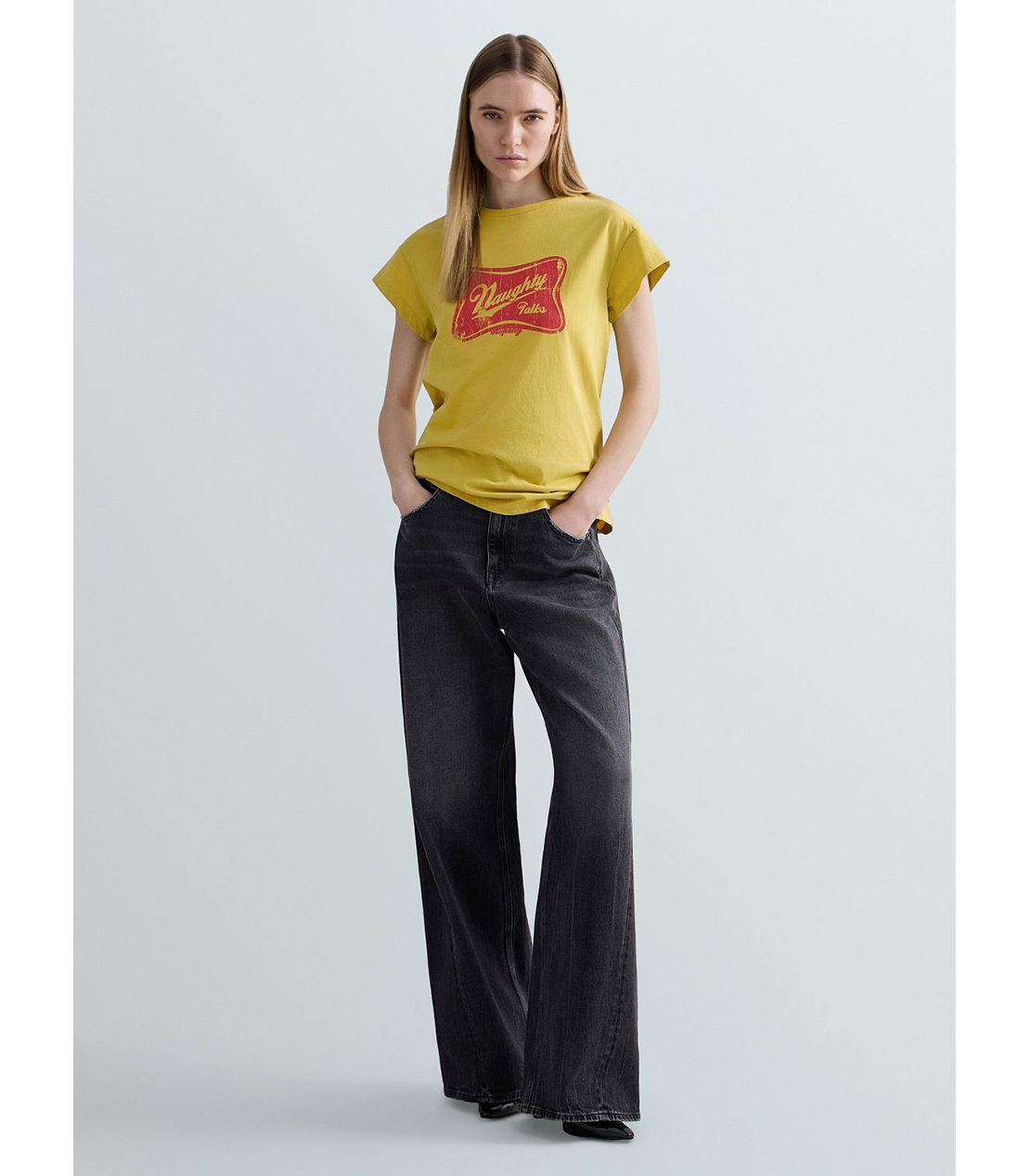 オーバーダイコットンジャージーヴィンテージTシャツ 詳細画像 イエロー 2